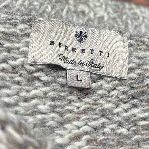 Berretti Made in Italy Womens Sweater L Cable Open Knit Wool Alpaca Blend - Picture 5 of 10
